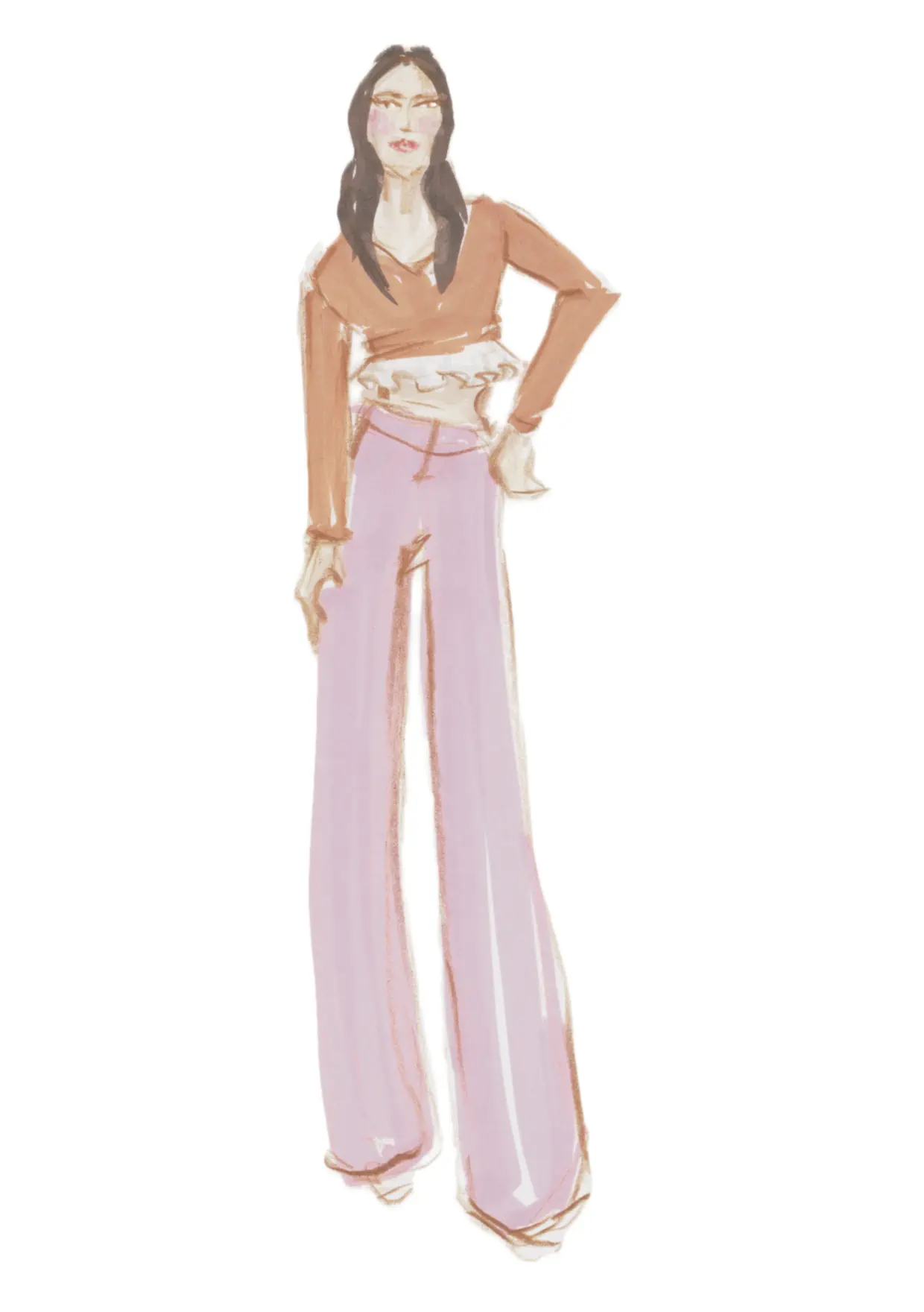 Sketch of a lady in a crop top