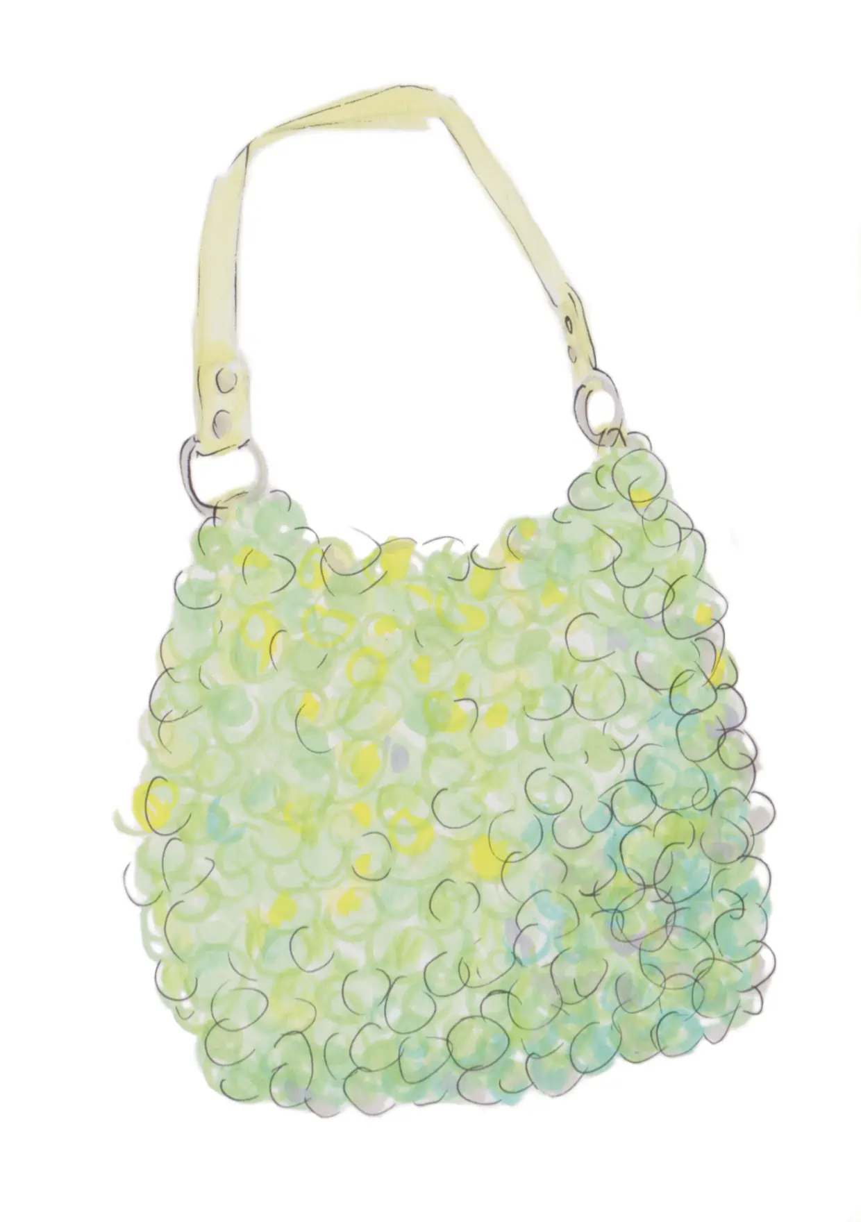Illustration of a green fluffy bag