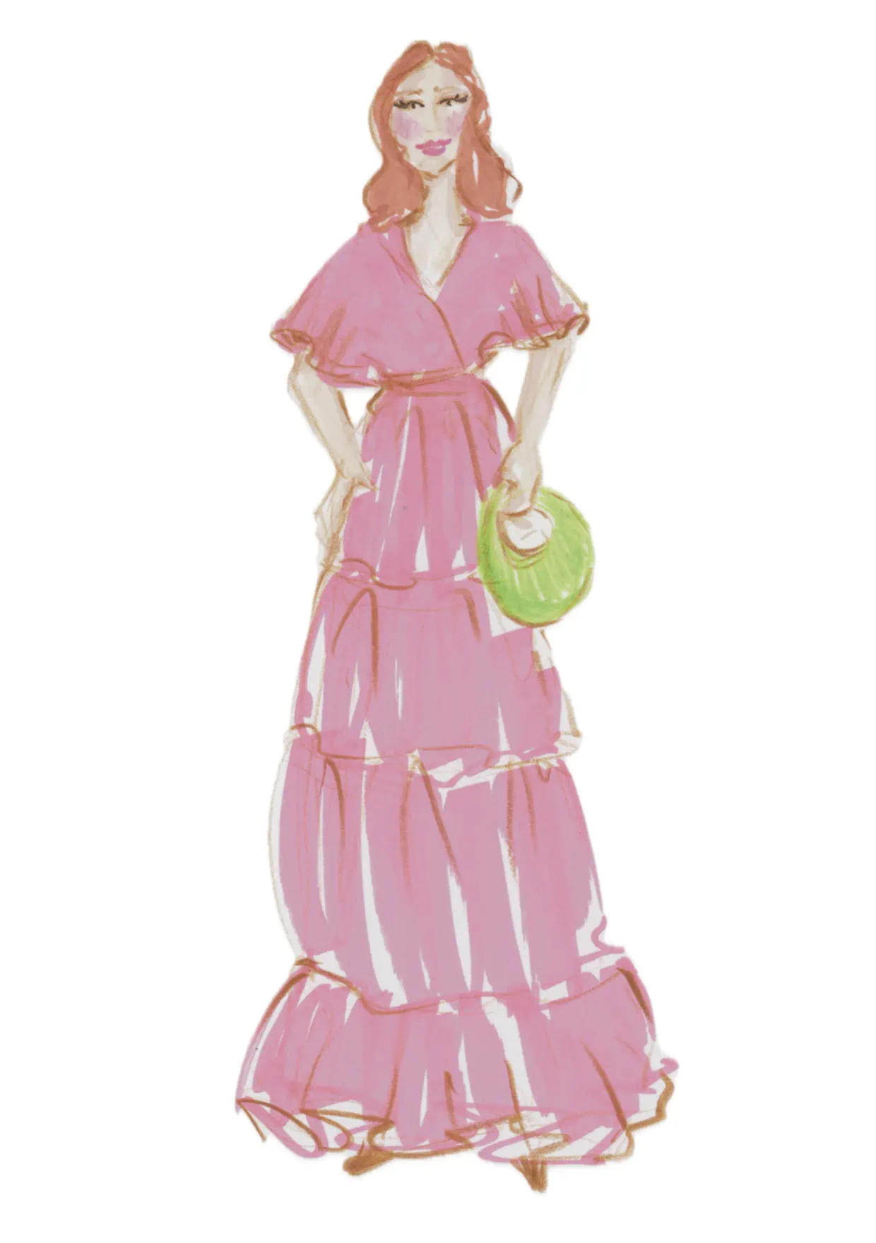 Sketch of a pink dress
