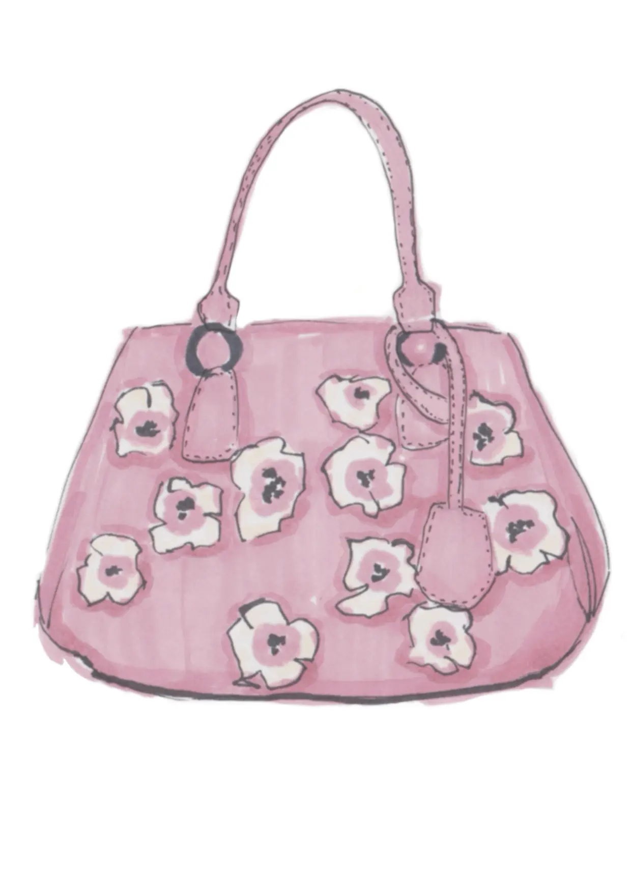 Drawing of a pink bag with a flower