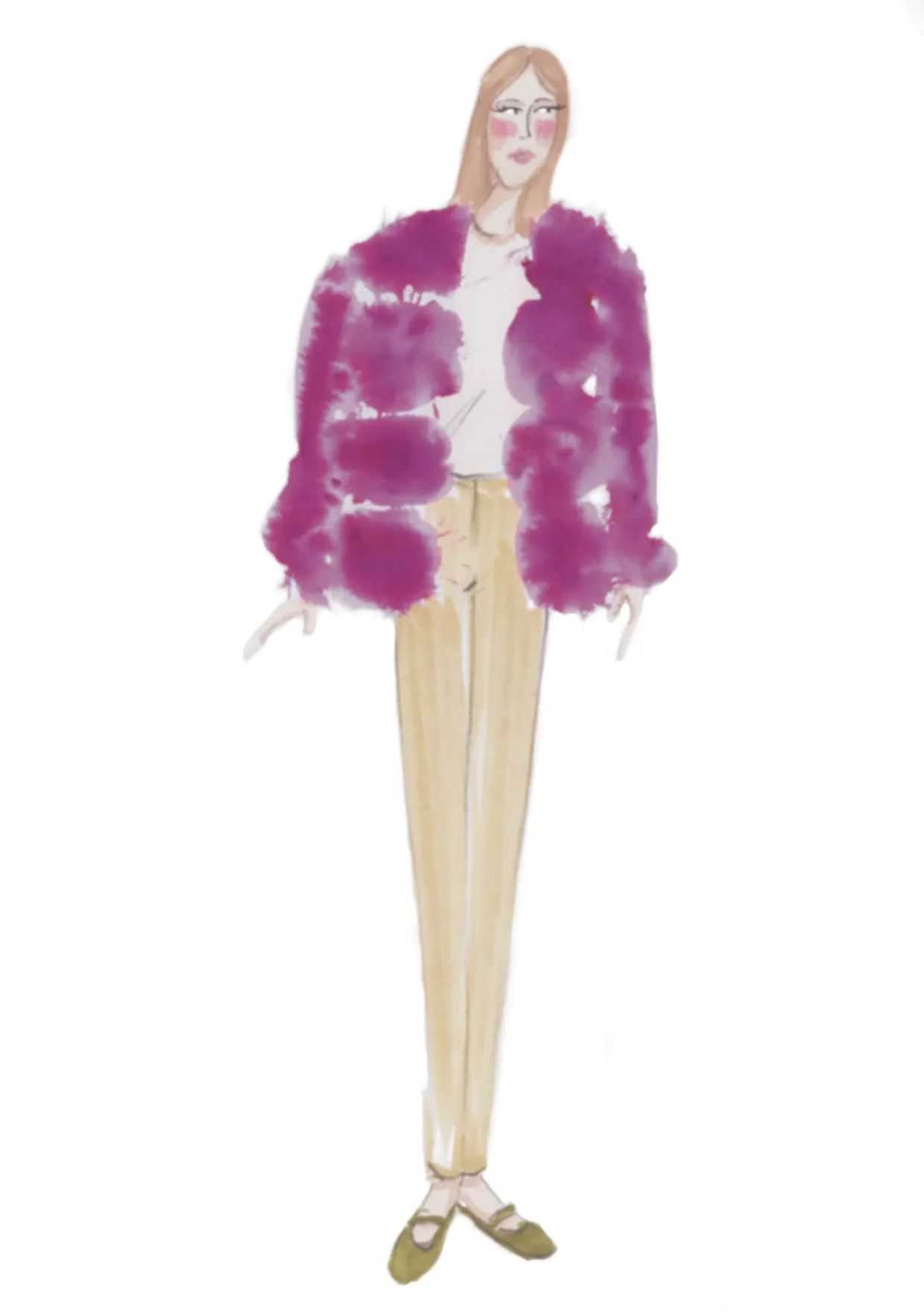 Ink sketch of a purple coat