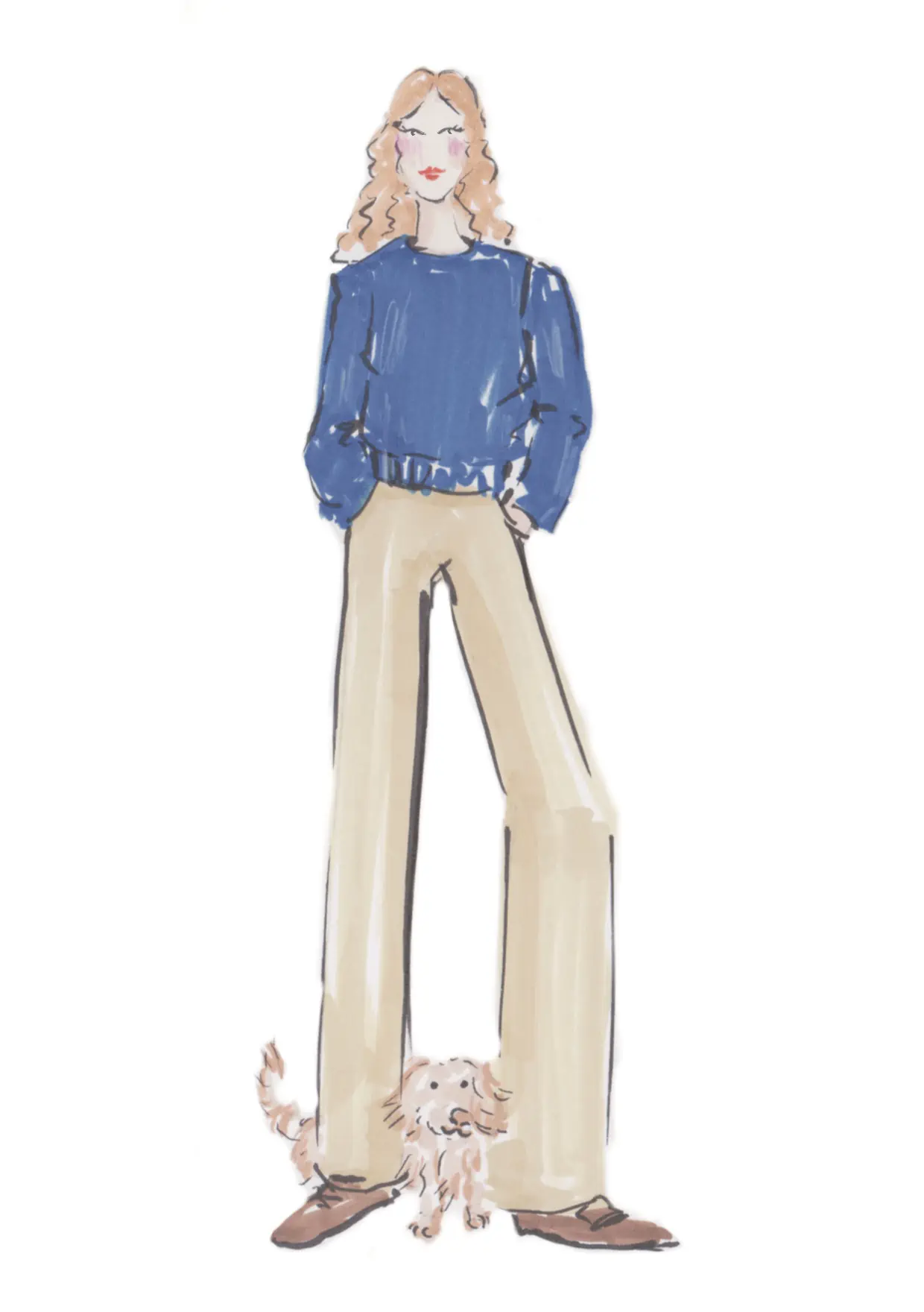 Illustration of a woman and a dog